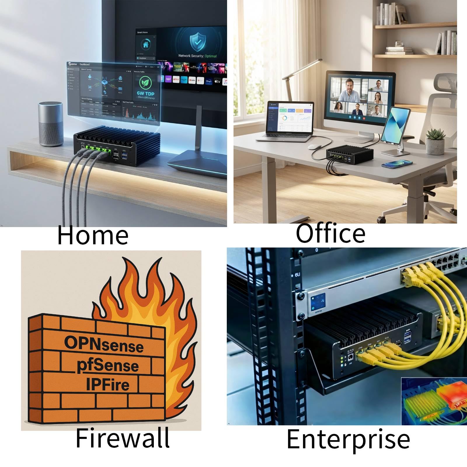 Firewall-Appliance, N150 Mini PC/router soft con 4X porte I226-V 2.5G | HDMI DP 4K, 6W TDP, barebone senza RAM SSD, adatto per pfSense, OPNsense, PVE, ESXi, uso domestico o aziendale