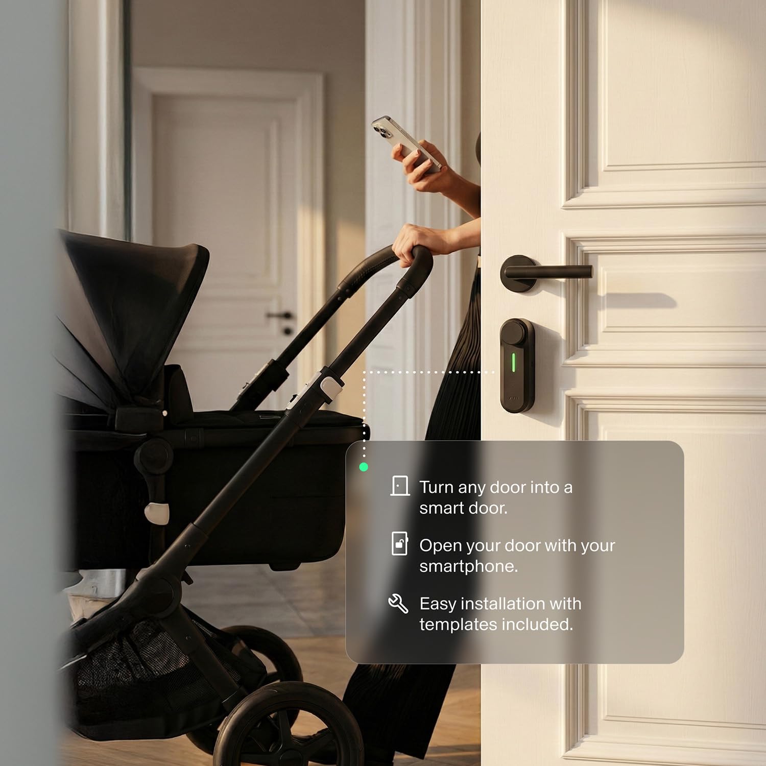 AYR Pass - Cerradura Inteligente con Alarma Integrada, Bluetooth 5.0, Control por App Integra y Gestión de Invitados, Batería Recargable, Compatible con Cilindro Europeo. [Negro mate]
