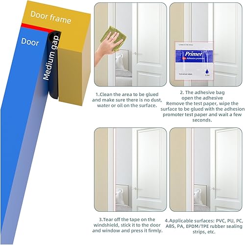 Miniatura 8 de Tira de sellado de puerta autoadhesiva en forma de D, tira de sellado para ventanas para aislamiento de marcos de puerta con gran espacio (blanco