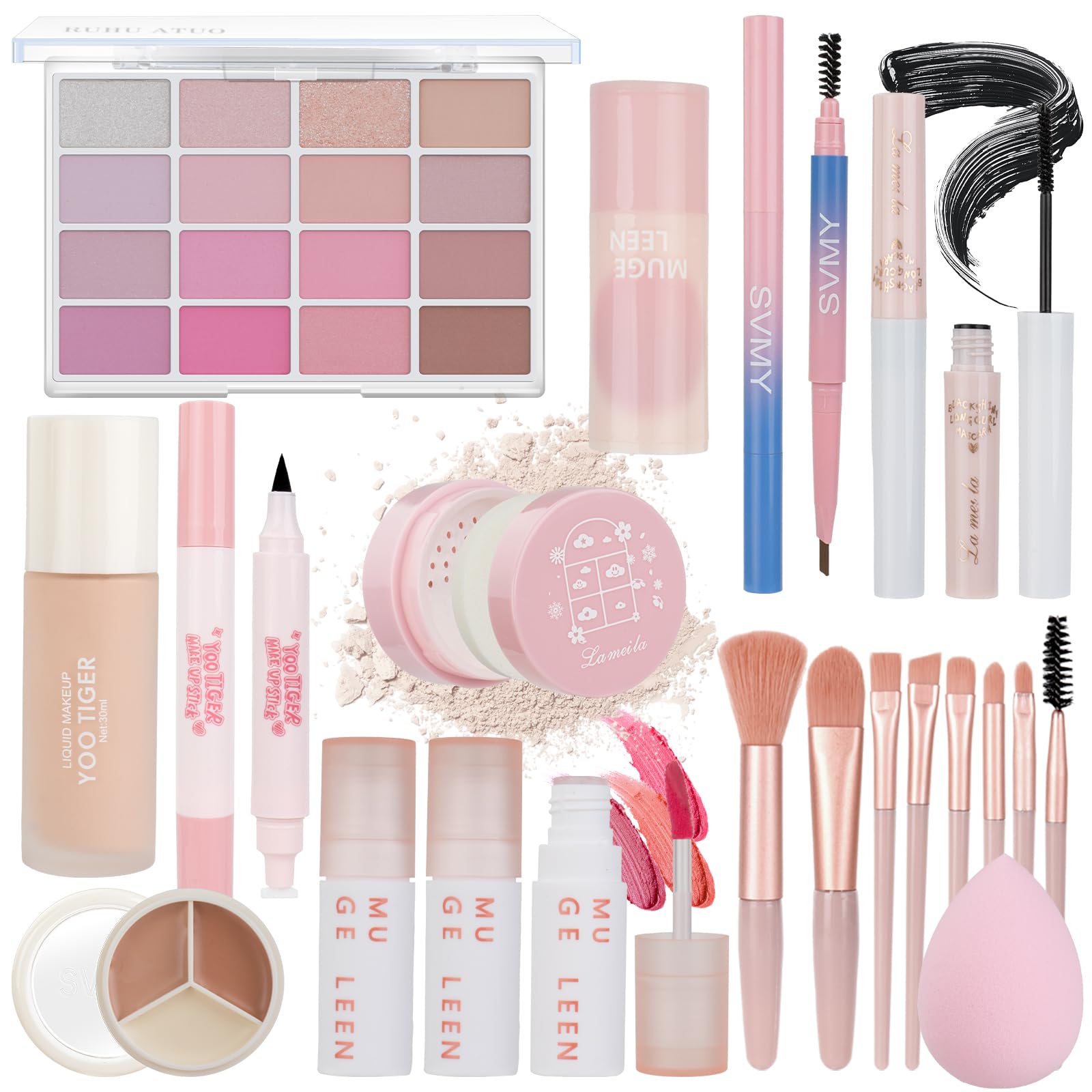 Makeup Kit for Women Full Kit Makeup Set for Teen Girls All In One Makeup Set Includes Foundation Eyeshadow Palette Lipgloss Eyeliner Stick Cosmetic Brush Set