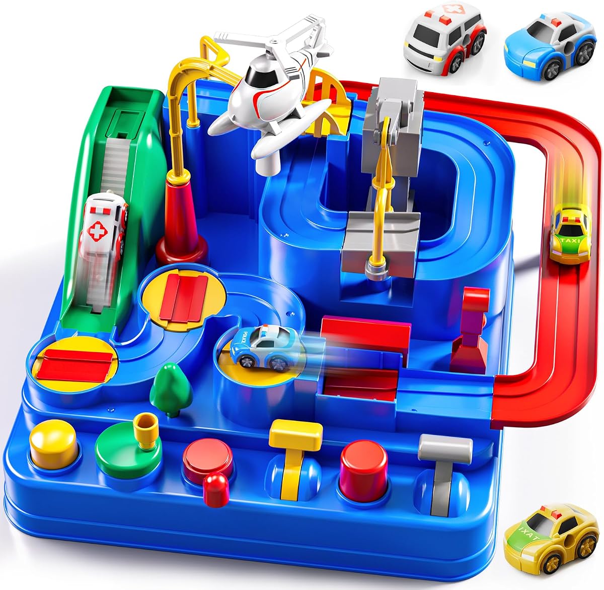 Car Race Track for Kids Ages 3+, Kids Car Toys for 3 Year Old Boys | Race Track for Toddlers 3+, City with 3 Small Cars and Helicopter, Educational Birthday Gifts