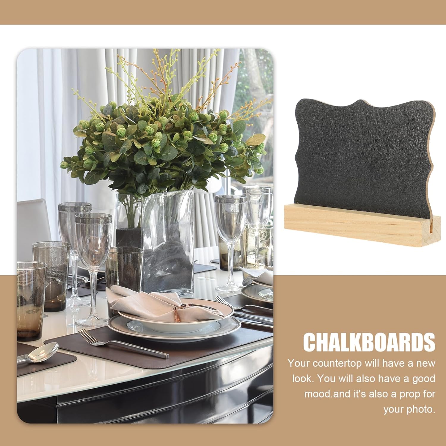 5pcs Mini Wooden Double Sided Chalkboard Signs for Memo Notes