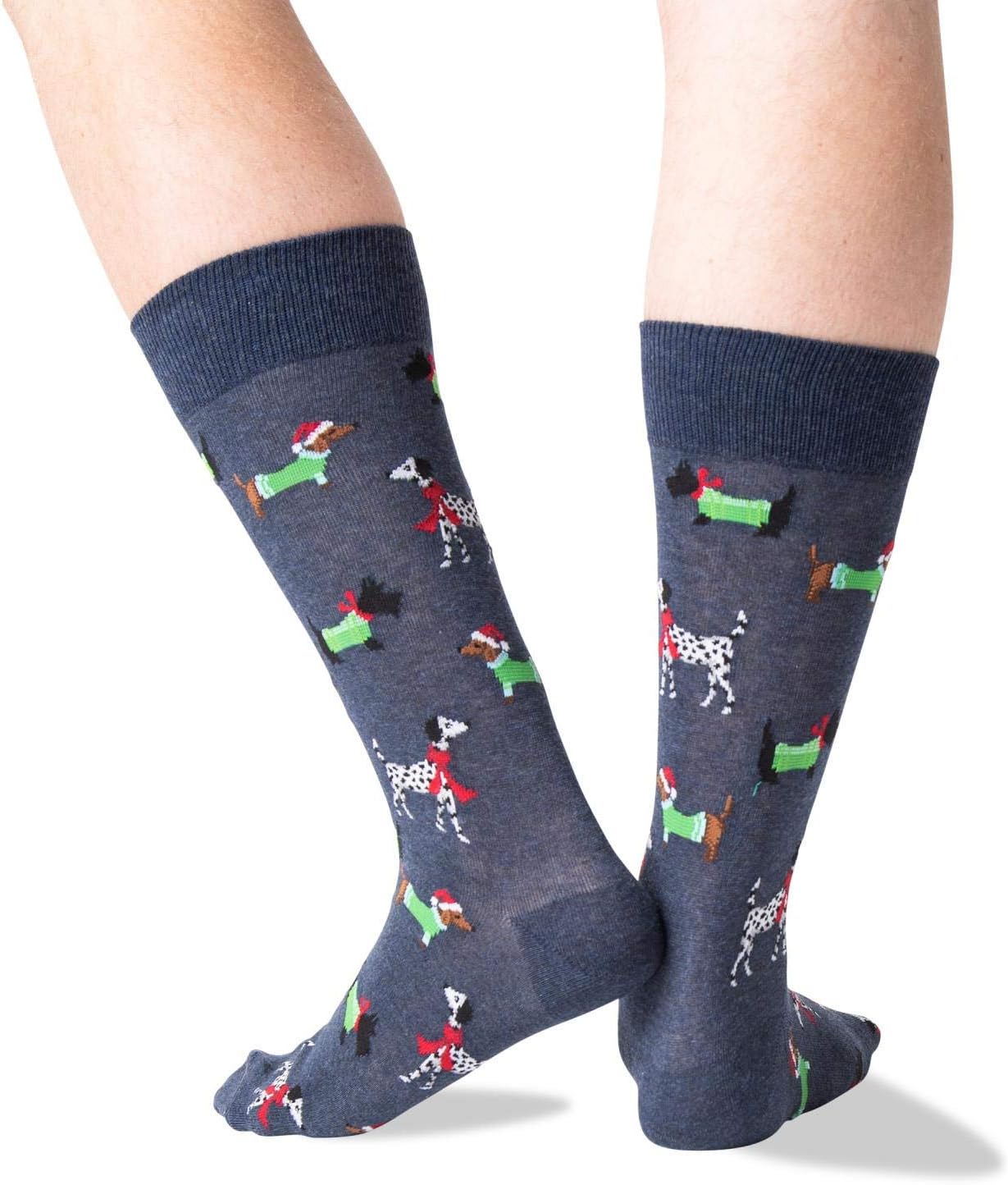 Hot Sox Mens Christmas Dogs Socks, Denim Heather, 1 Pair, Mens Shoe 6-12.5 - Image 2