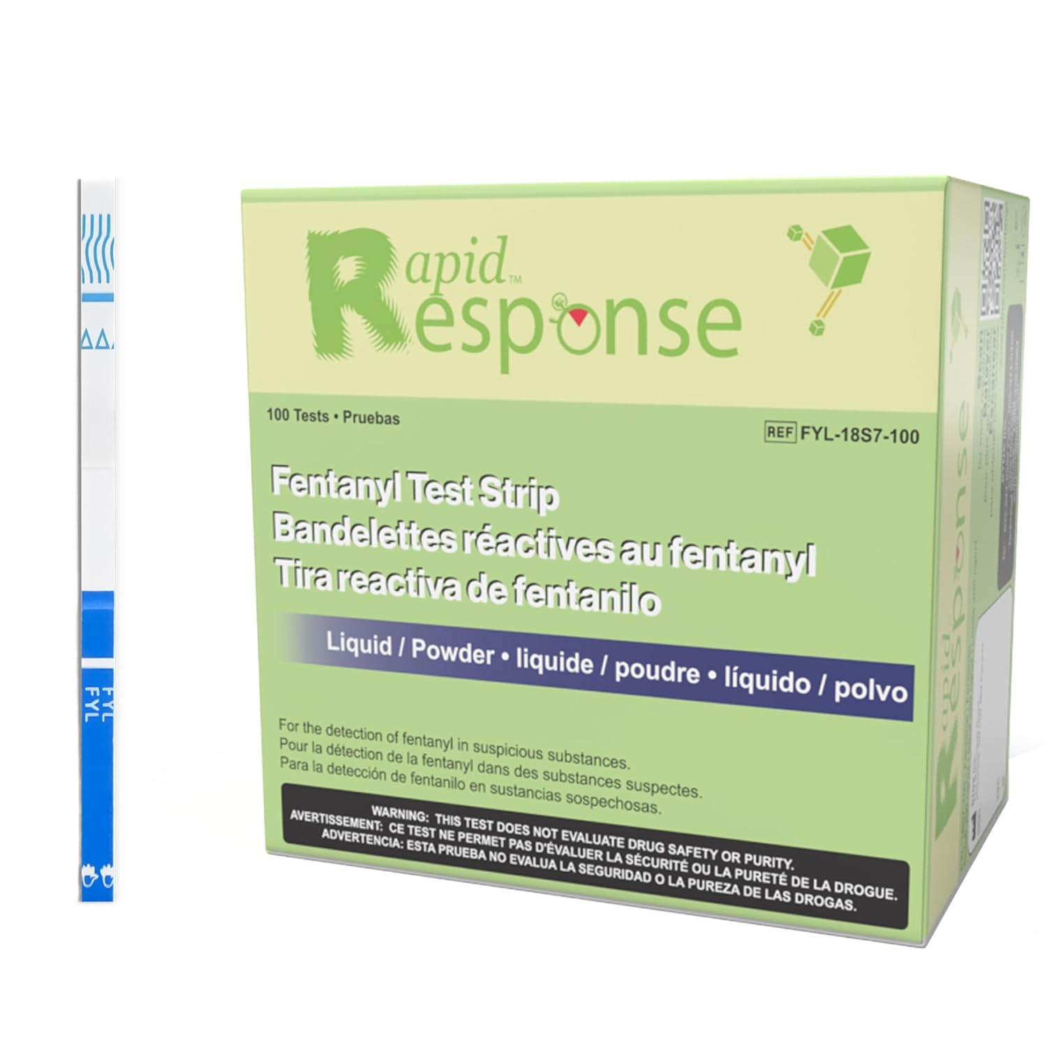 BTNX Inc Rapid Response™ Fentanyl Drug Test Strips: FYL Test Kit - 100 Pack - For Liquid and Powder Substances, Quick Results in Minutes, Over 98% Accurate, Easy To Use, High Sensitivity