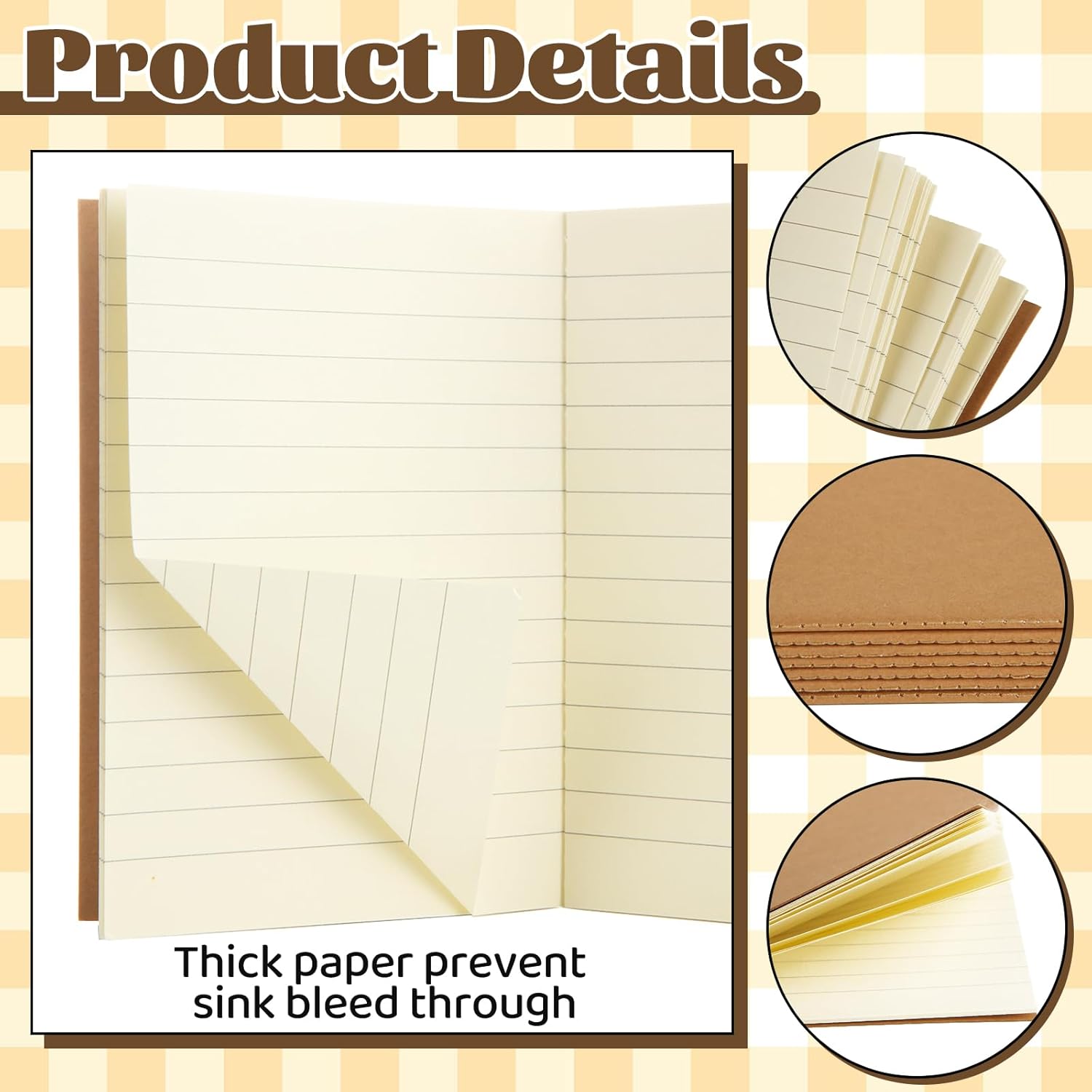 ACXFOND 100 Pocket Notebook 3.5" x 5.1" Kraft Paper Small Notebook Mini Notebooks Bulk Mini Journal Memo Notepads for Students, Traveler, School Office (Brown Cover, Horizontal Line)