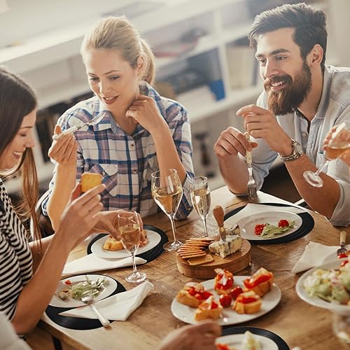 Miniatura 6 de Paquete de 48 manteles individuales de papel de registro para fiestas de los años 50, manteles individuales desechables para discos retro,