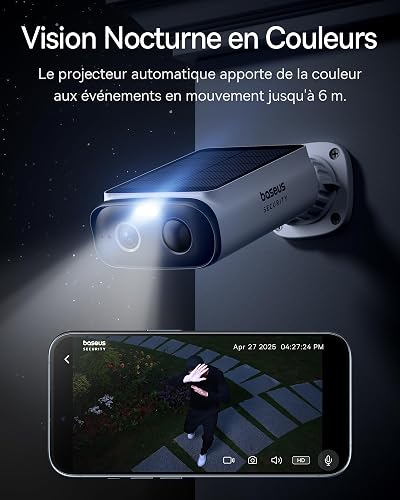 Baseus Security S1 Lite Solocam Caméra Surveillance WiFi Extérieur sans Fil - 6