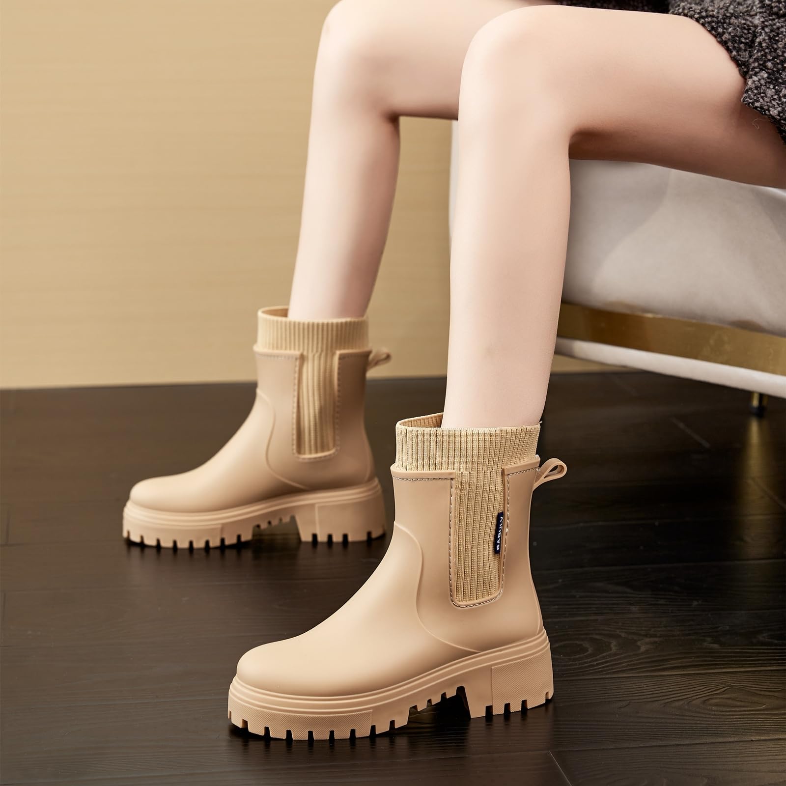 AONETIGER Gummistiefel Damen Regenschuhe Halbhoch Wasserdicht 36-41 EU