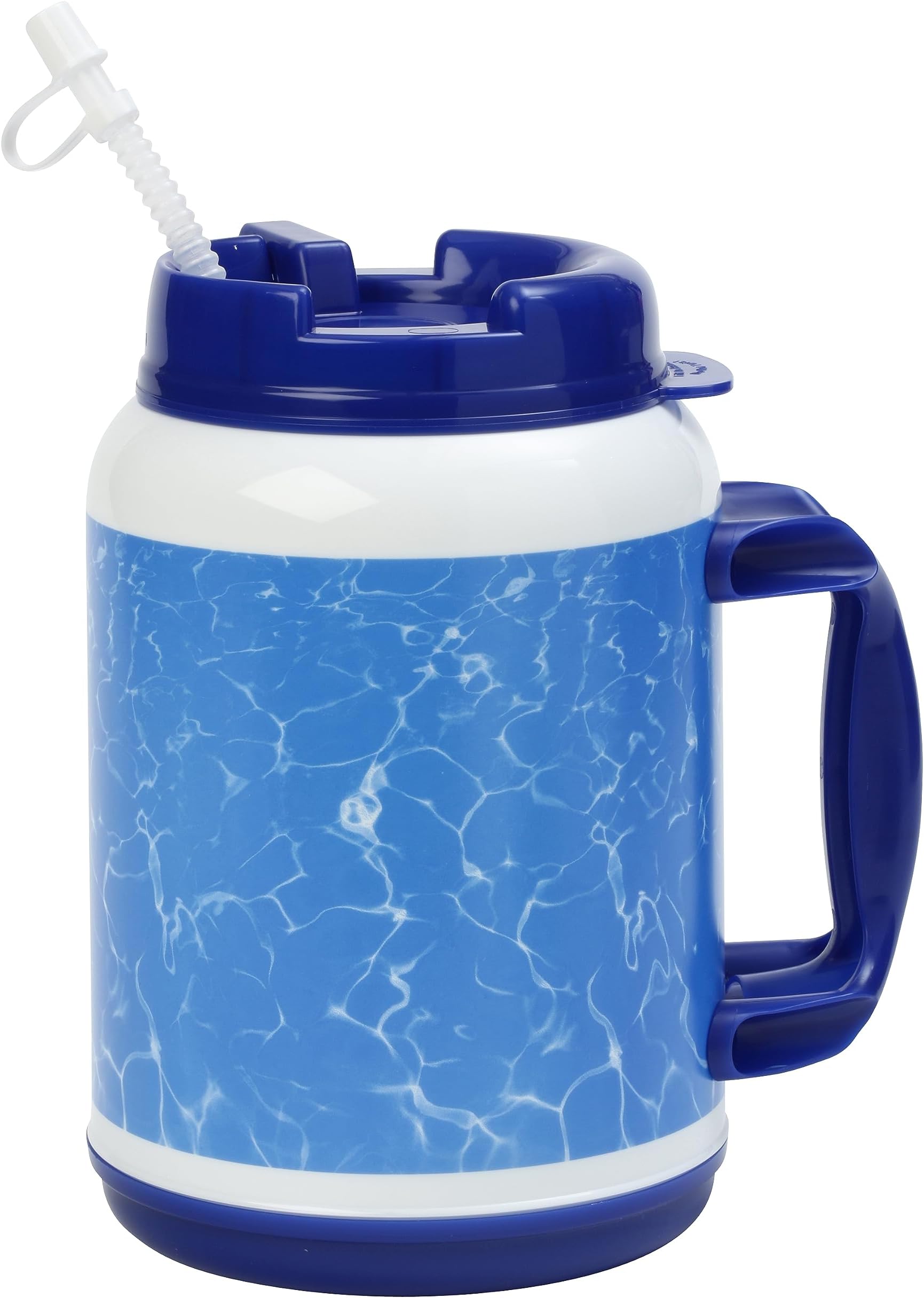 64 Ounce Insulated Mug with Lid Handle Flexible Straw with Cap, Large Plastic Cup for Cold Drinks with Dual Wall Insulation, Convenience Store Soda Mug