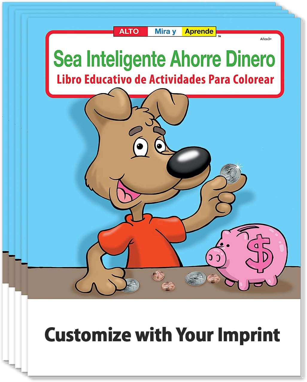 ZOCO – Be Smart with Your Savings Custom (in Spanish) Coloring Books (250 Bulk Pack, Without Crayons) – Financial Literacy Activities for Kids – Credit Union Bank Promo Educational Gift