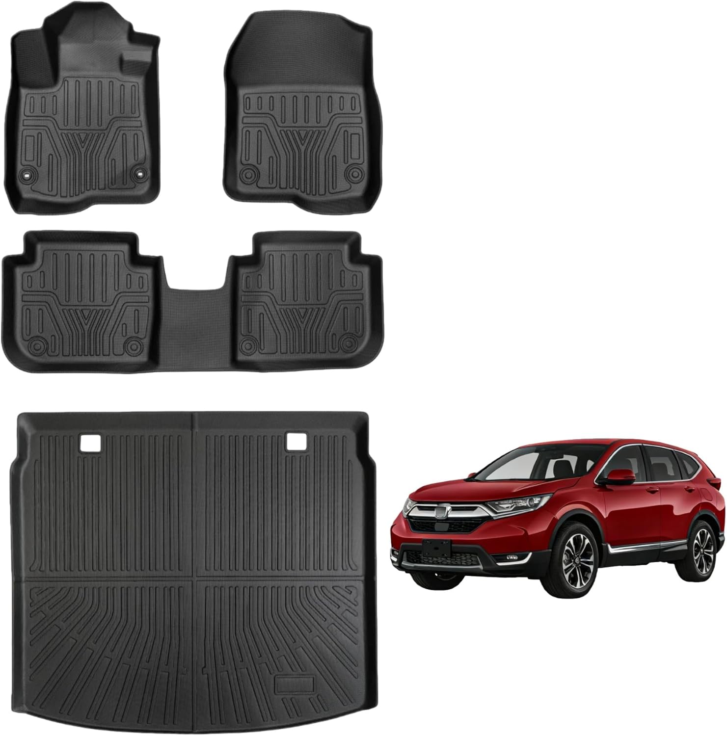 AutoPals Floor Mats Compatible with Honda CRV 2026 2025 2024 2023 (Include Hybrid), Cargo Mat All Weather TPE Trunk Mat Cargo Liner (Upper Position) for CR-V Accessories (Floor Mats+Trunk Mat)