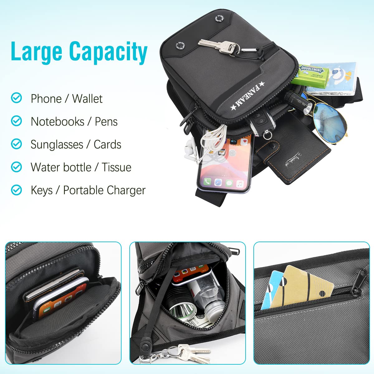 Borsa Da Gamba Tattica Impermeabile - Marsupio Cosciale Regolabile Per Moto, Ciclismo E Sport - Foto 12