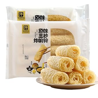 Deep Fried Bean Skin Rolls,Dried Tofu Skin Bean Roll,Golden Bean Curd Rolls,Asian Tofu Snack,for Hot Pot and Noodles,Cold Vegetable,Stir Fry2 Packs,260g