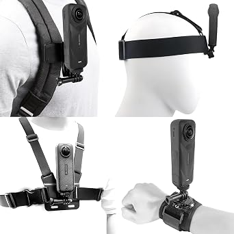 Accessories Set for Insta360 X5 X4 X3 X2 X, Head Strap Mount + Chest Mount Harness + Backpack Clip Holder + 360Rotating Wrist Strap Compatible for GoPro Hero, DJI OSMO Action Camera and AK ASO