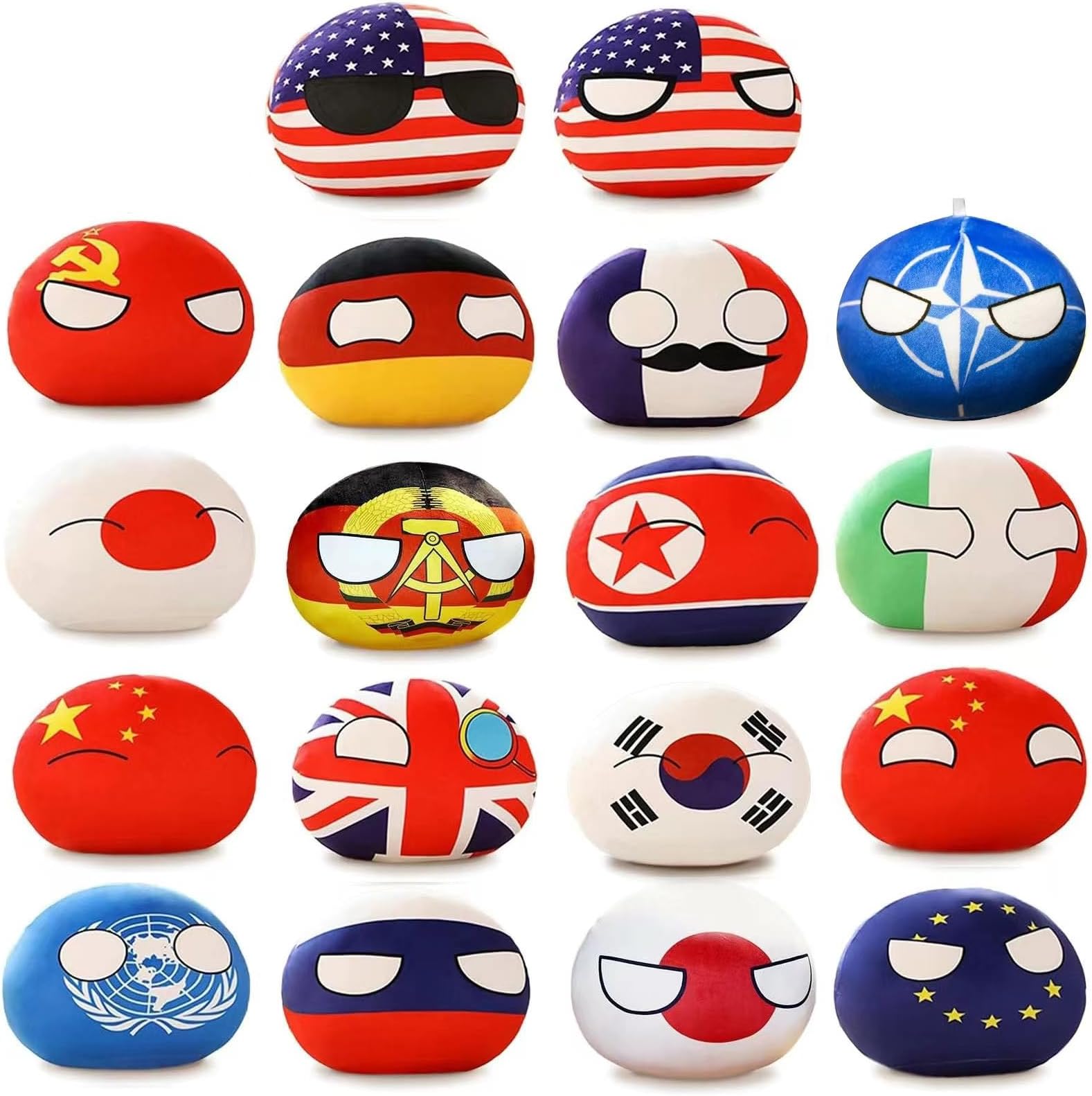 18pcs Countryballs Polish Ball Plush Toy Usa France Canada England Germany Japan China Short Plush Country Ball Plush Toy Mini Pillow Country Ball 4in