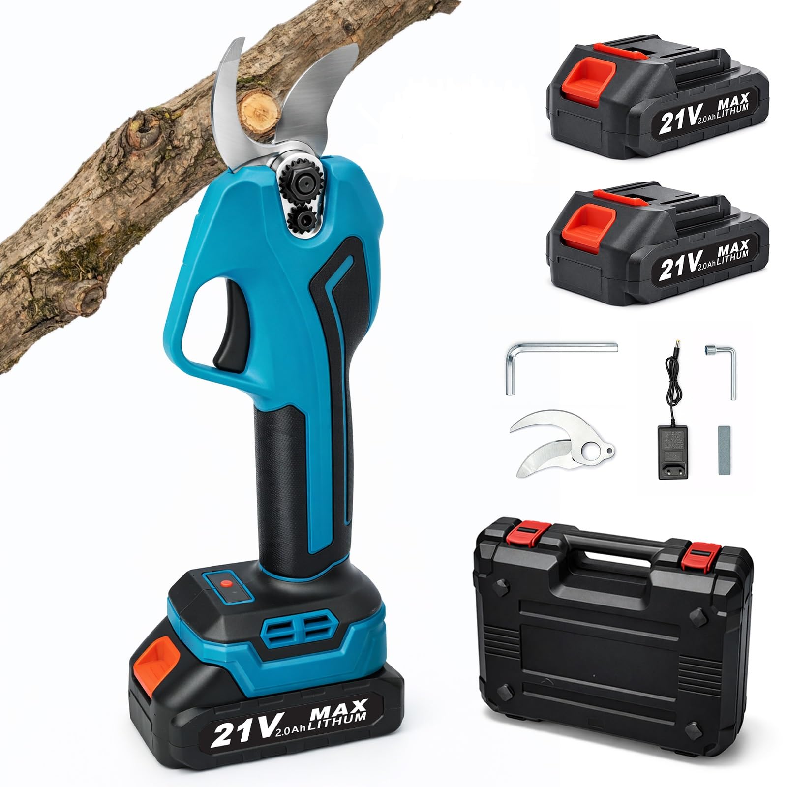 Akku Astschere 25/30MM Elektrische Gartenschere Kabellos für Makita mit LCD Anzeige, Leistungsstark Leise, Professionelle Bürstenlose Gartenschere für Zweige, Sträucher, Stämme (Ohne Teleskopstange)