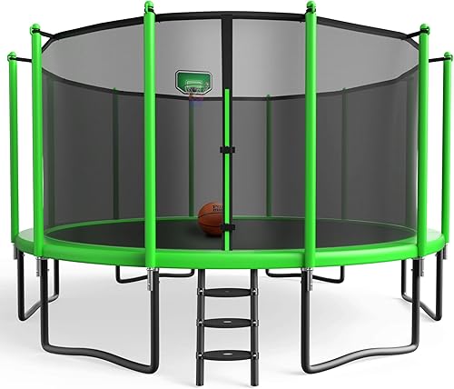 YORIN Outdoor Backyard Bouncer with Basketball Hoop, Heavy Duty Jumping Set for 