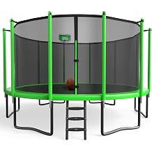 YORIN Outdoor Backyard Bouncer with Basketball Hoop, Heavy Duty Jumping Set for Kids & Adults, 8FT 10FT 12FT 14FT 15FT 16FT, 1500LBS Capacity, ASTM Certified, Galvanized Steel Frame