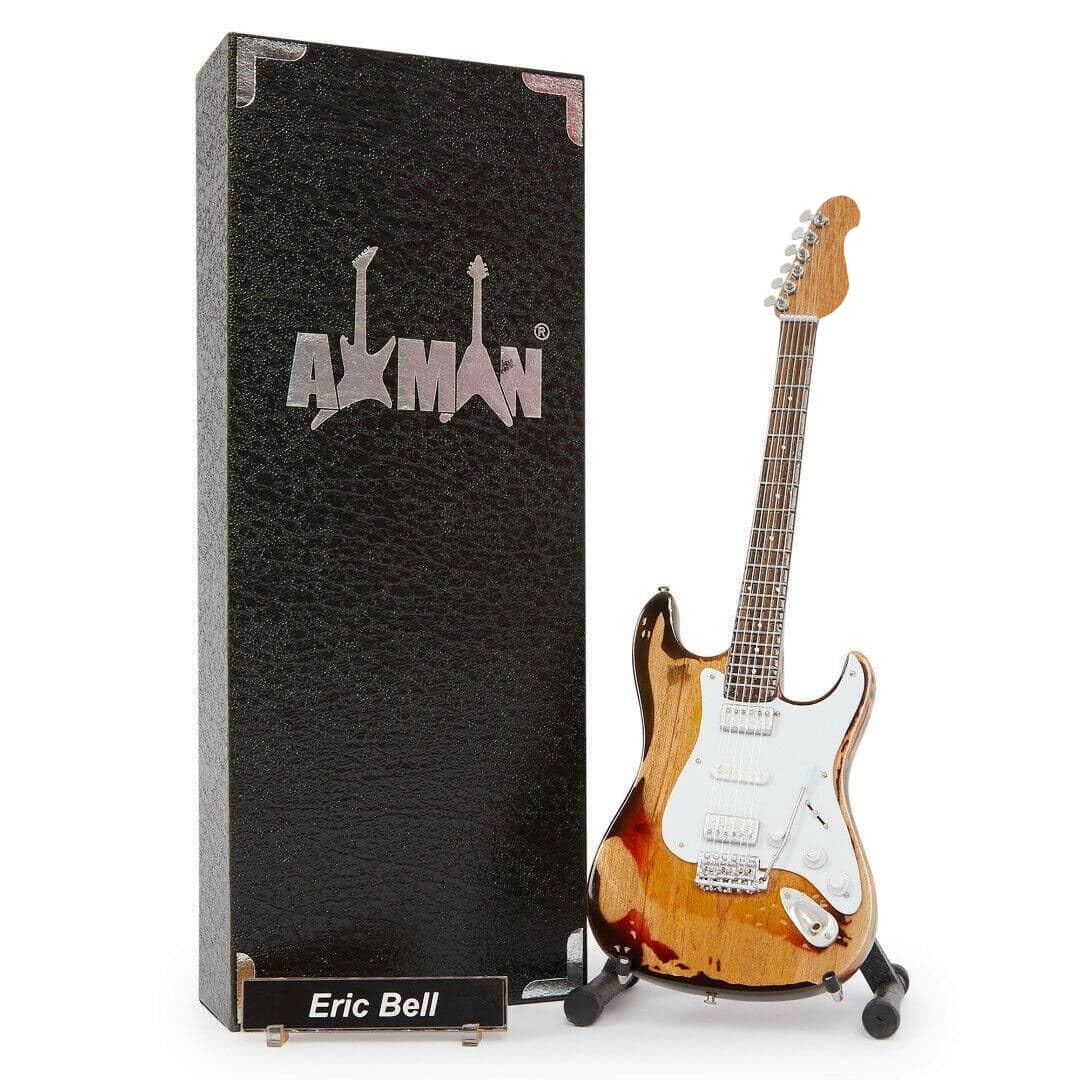 Axman Eric Bell (Thin Lizzy) : Fender Stratocaster – Réplique Miniature pour Guitare - Les Beatles, Paul McCartney, John Lennon, RIngo Starr, George Harrison Axman Eric Bell (Thin Lizzy) : Fender Stratocaster – Réplique Miniature pour Guitare