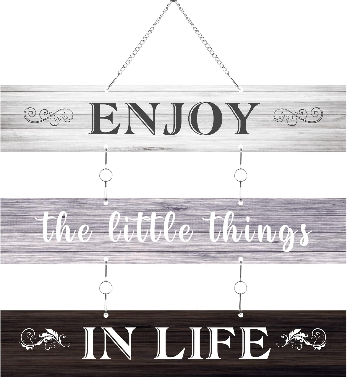 Hotop Enjoy The Little Things in Life Quote Wall Decor Rustic Metal Hanging Wall Plaque Farmhouse Wall Sign Metal Bathroom Wall Art Decoration for Kitchen Bathroom Living Room Outdoor(Popular Color)