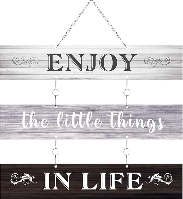 Enjoy The Little Things In Life Quote Wall Decor Rustic Metal Hanging Wall Sign Farmhouse Wall Art Signs Metal Bathroom Decorations for Kitchen Bathroom Living Room Outdoor (Popular Color)