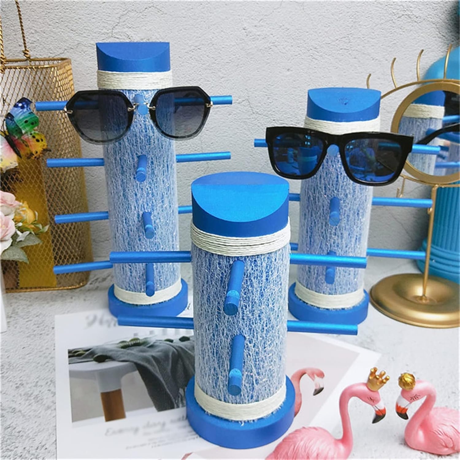 Glasses Frame Wooden Glasses Display Stand Decorative Sunglasses Stand Creative Desktop Ornaments Storage Bracket Display Stand (Size : 4-Tier) (3)