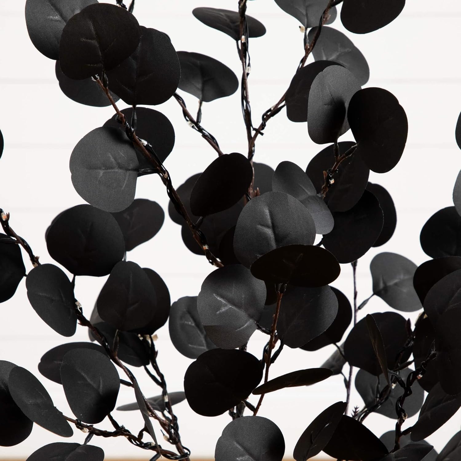 Nearly Natural 3ft Pre-Lit Artificial Halloween Black Eucalyptus Tree with 80 Orange & Purple LED Lights