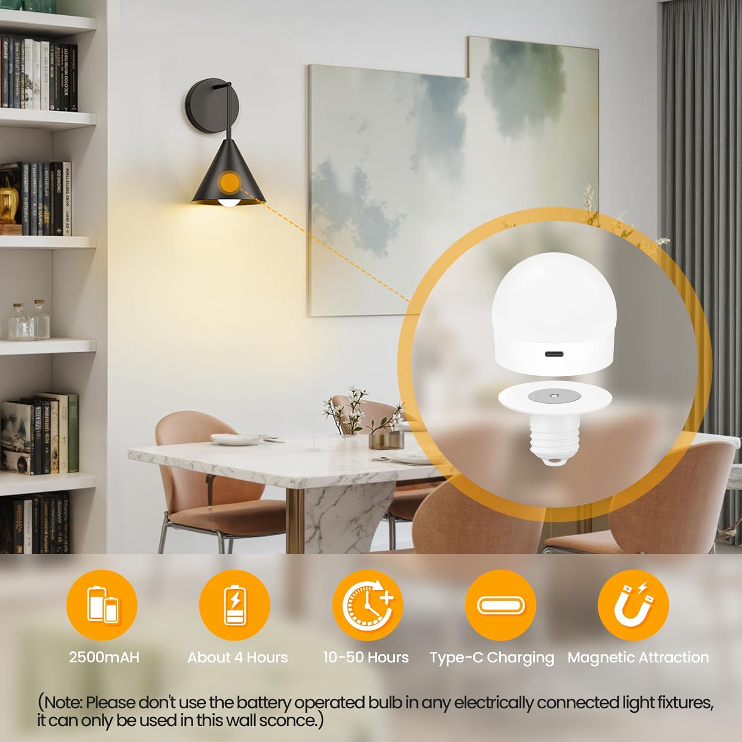 Rechargeable Wall Sconce Set of 2, Black Wireless Battery Operated Wall Lamp with Remote, Dimmable & Timer, Modern Industrial Indoor Light Fixture, Bulb Included