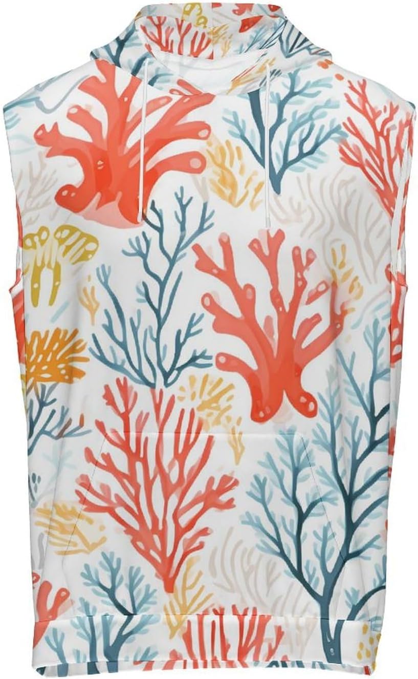 Men's Workout Hooded Tank Tops Sleeveless Muscle Gym T-Shirts