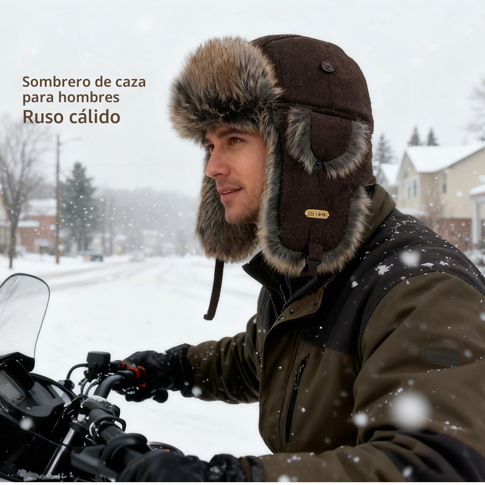 HEYANN Sombrero de invierno de piel sintética, sombrero de piloto de aviador ruso cálido Ushanka para hombre, sombreros de bombardero de invierno para hombres y mujeres con orejeras a prueba de viento