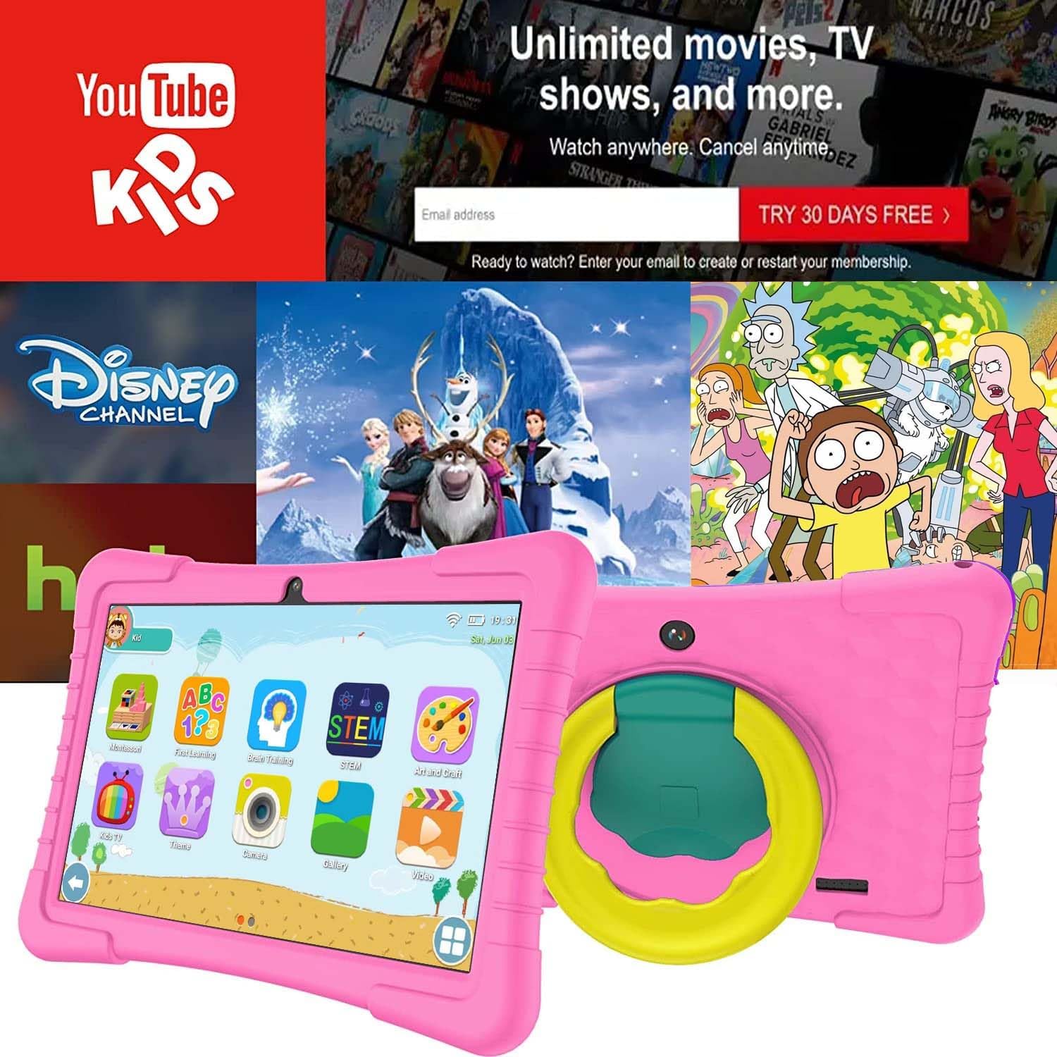 Kids Tablet, 10 inch Tablet for Kids Android 12 Tablet 2GB 64GB Toddler Tablet APP Preinstalled & Parent Control Kids Education Children Tablet with WiFi, 8000mAh batery, Dual Camera, Netflix, YouTube