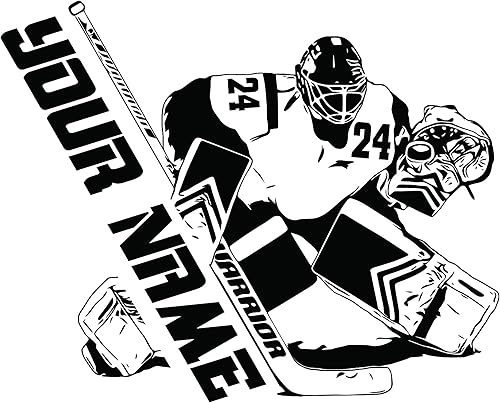 Calcomanía de pared personalizada para jugador, elige tu nombre y número, camisetas de jugador de portero de hockey, calcomanía de vinilo deportiva,