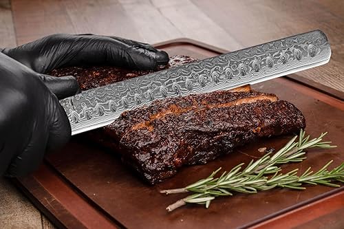 Miniatura 4 de SENKEN - Juego de cuchillos de acero Damasco de 12 pulgadas, colección Shogun, acero japonés VG10 de 67 capas, cuchillo de trinchar ultra afilado