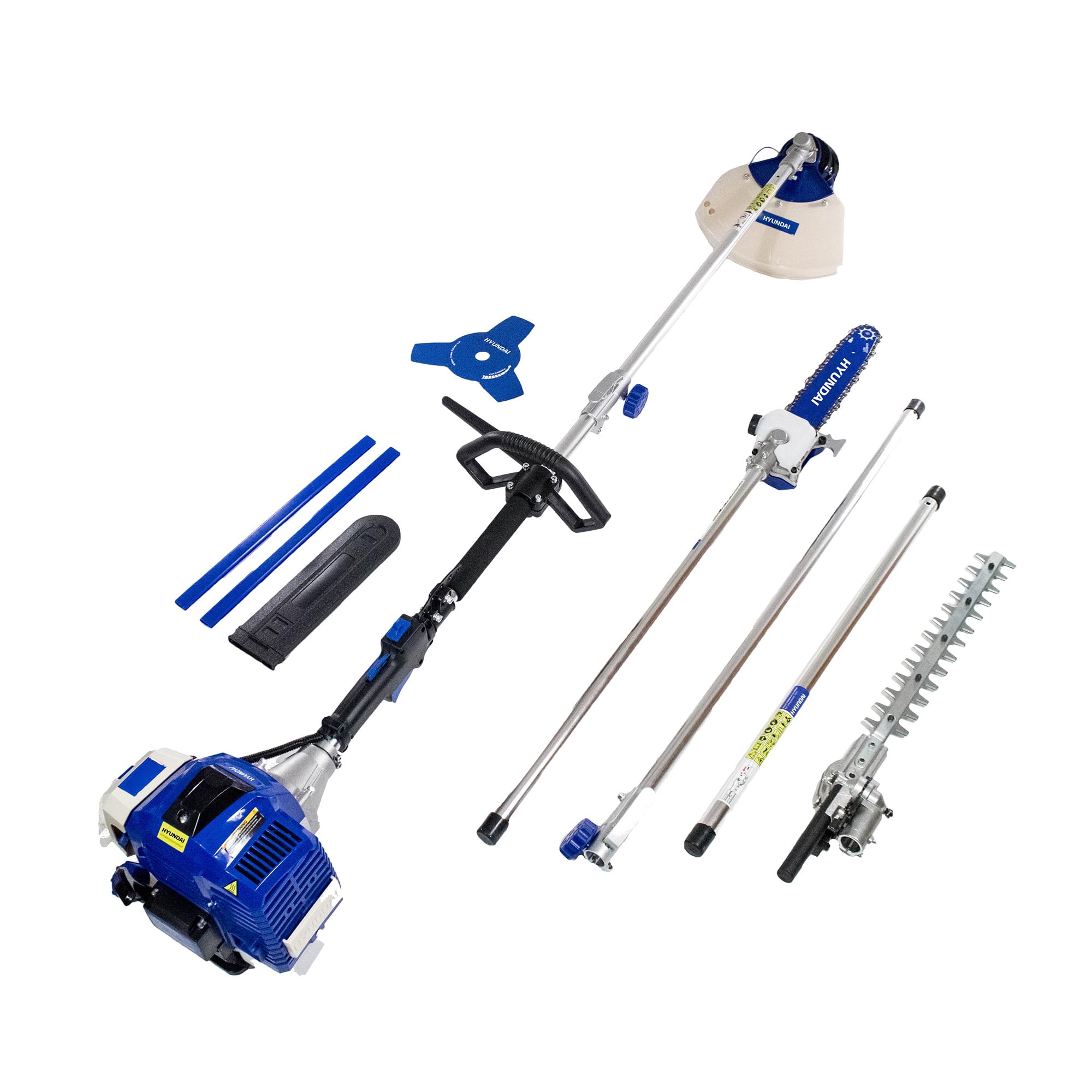 Hyundai, HY-HYMT5080, Kit multifunción 4 en 1 jardinería, 1560 W, 0 V, Azul-blanco, 107x28x30 cm