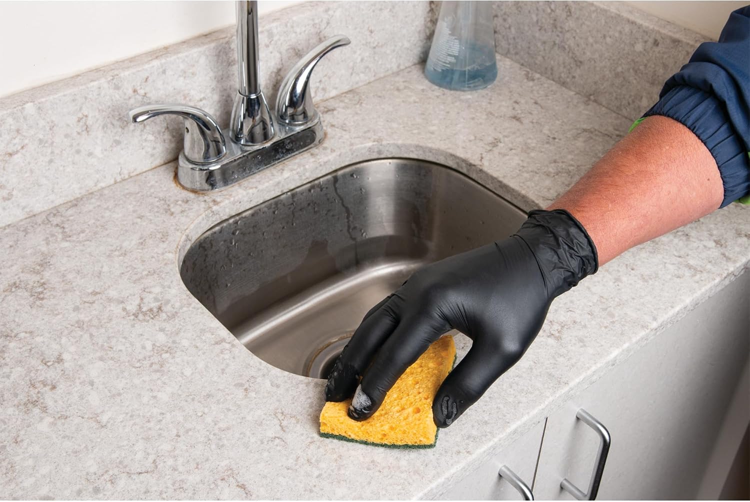 Performance Tool W89013 Black Nitrile Gloves | Disposable, Powder Free, latex rubber free, Textured Fingertips for Better Grip , X-Large | 100pc