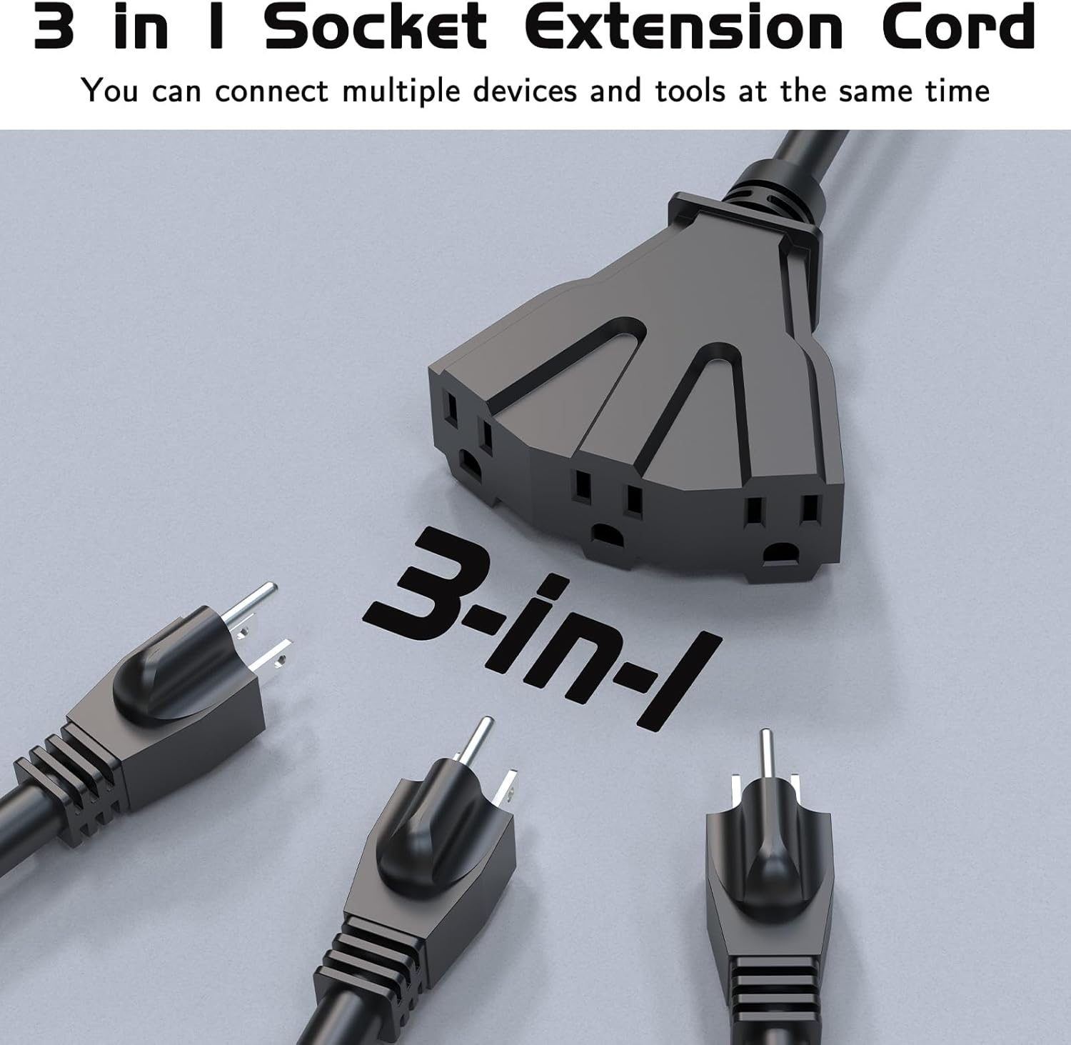 HITRENDS - 6FT 12/3 Gauge Outdoor Extension Cord with Multiple Outlets, with 3 Power Outlets Heavy Duty Waterproof Outdoor Extension Cord, Max 30A 3750W 12AWG