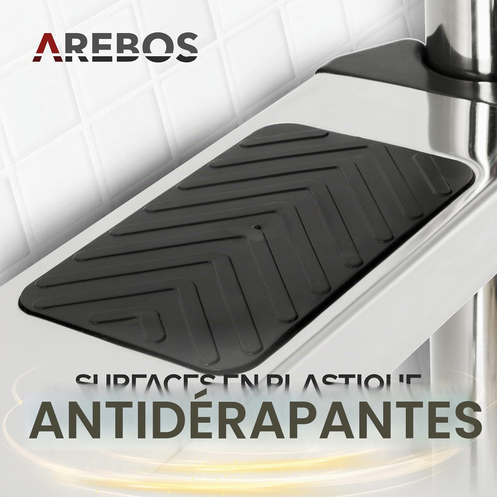 Arebos Échelle de Piscine INOX 3 ou 4 marches Patins antidérapants Dimensions 132 x 45 x 23 cm Argent