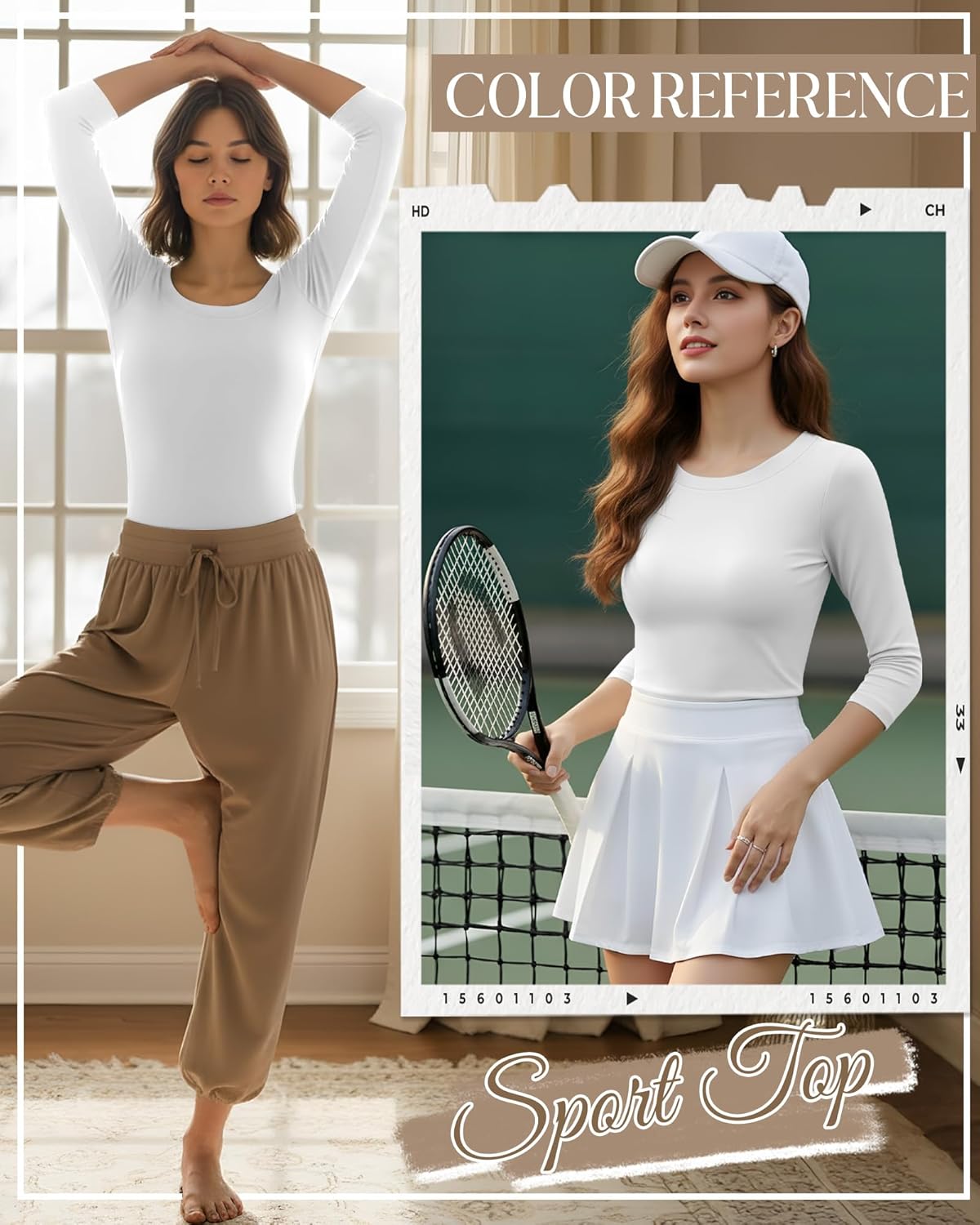 Neer Women's Workout Tops 3/4 Sleeve Compression Shirt Athletic Gym T-Shirt Yoga Running Fitted Crew Neck Basic Tee - Image 3