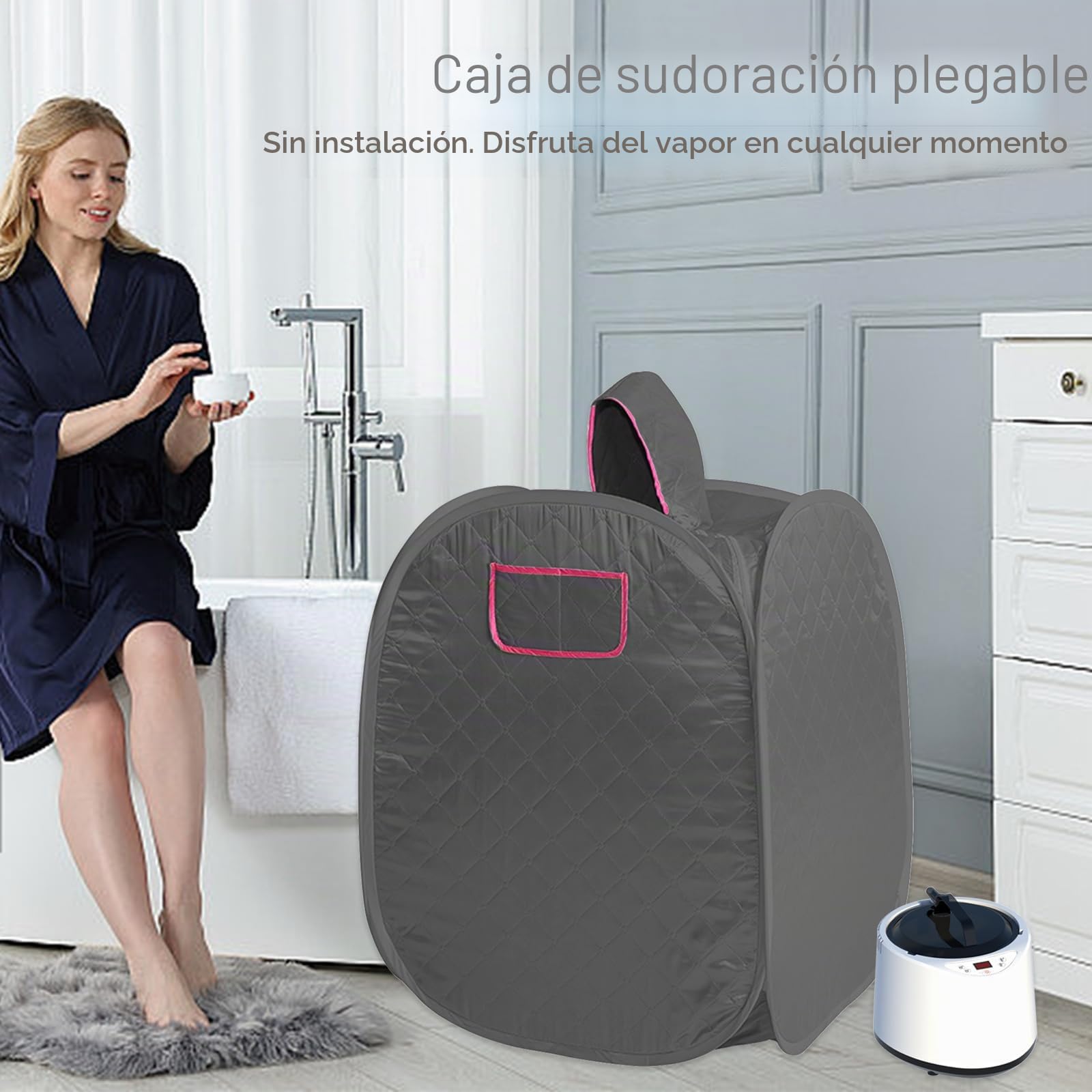 Sauna de vapor para el hogar, sauna plegable para el hogar, sauna de vapor de 2 litros, con tienda de sauna y mando a distancia, temperatura portátil, sauna infrarroja para spa o sauna doméstica