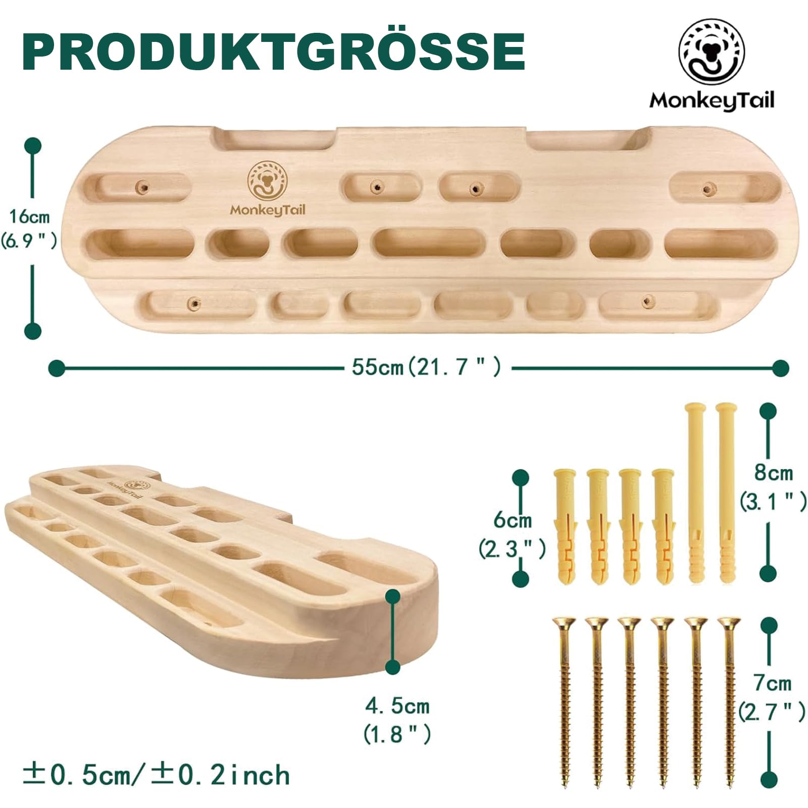 MonkeyTail Climbing Board, Hangboard für Fingertraining, Grip Hangboard, Bouldering Equipment für alle Klettertrainer
