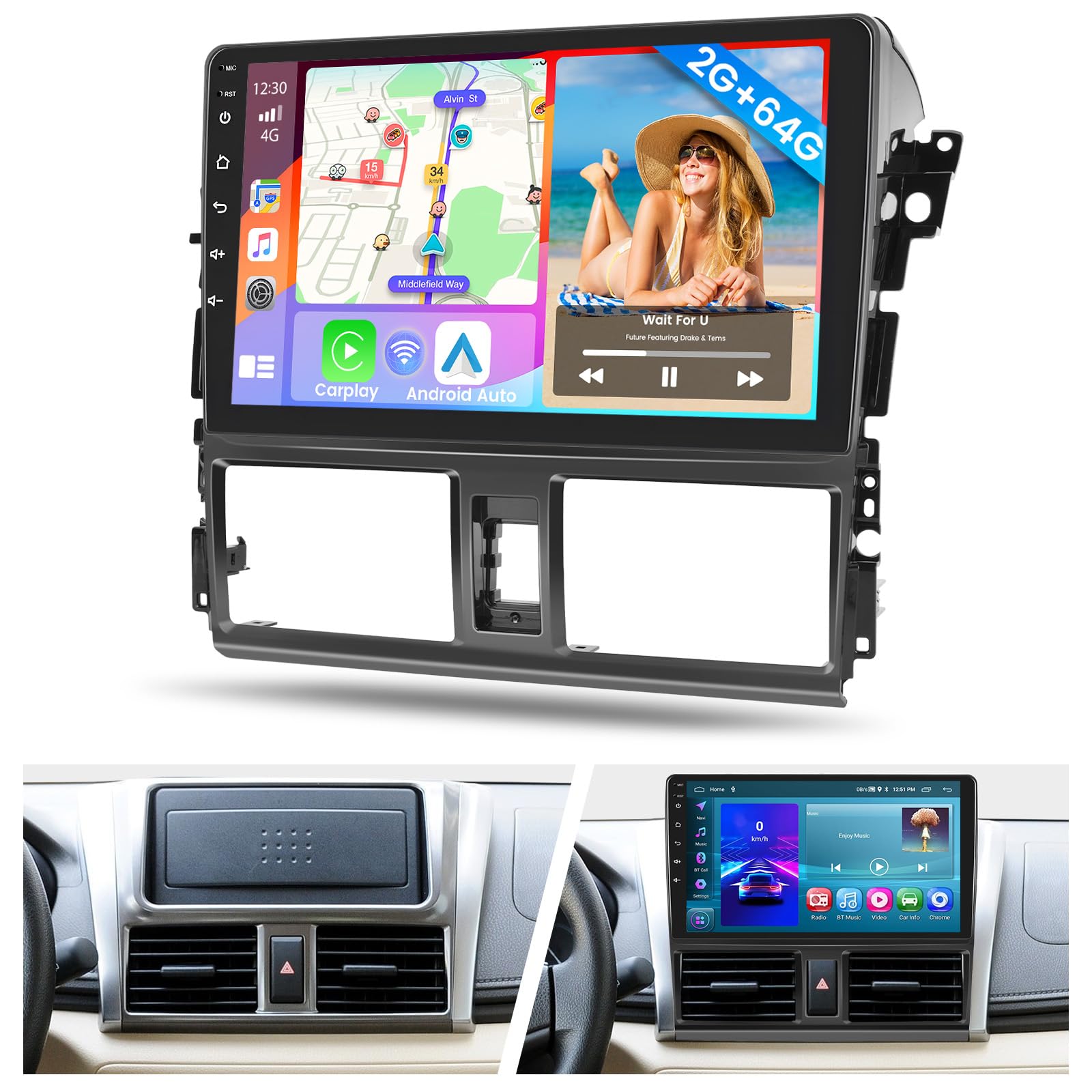 TOYOTA Yaris 2022 カーナビ タッチスクリーン GPS Kspiv | 10.1 Inch |TOYOTA YARIS 2021- | Car Radio | Touch Screen