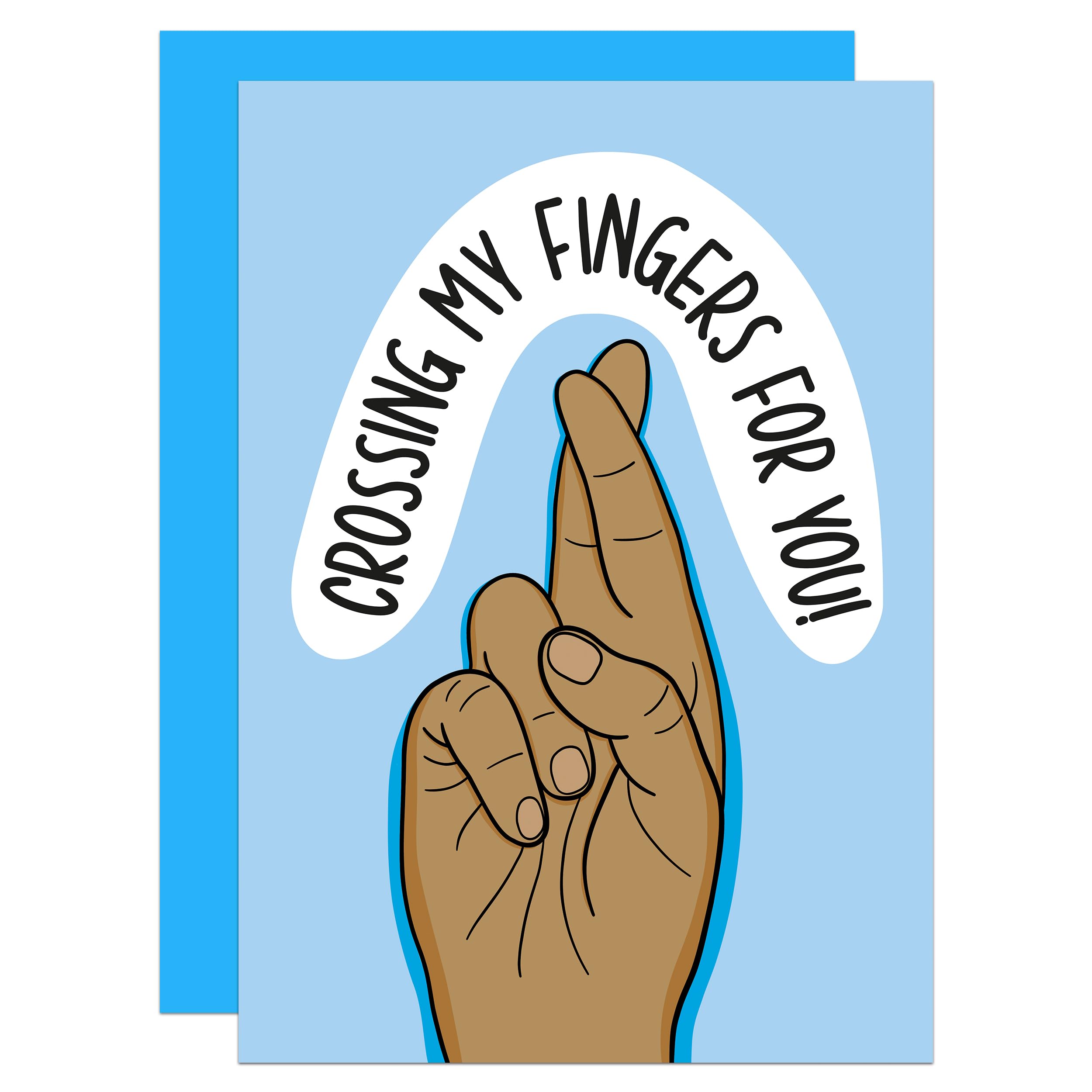 Fingers Crossed Card, Funny Good Luck Card, Best of Luck Card, New Job Card, Audition Card, You Got This, Encouragement Card (Brown)