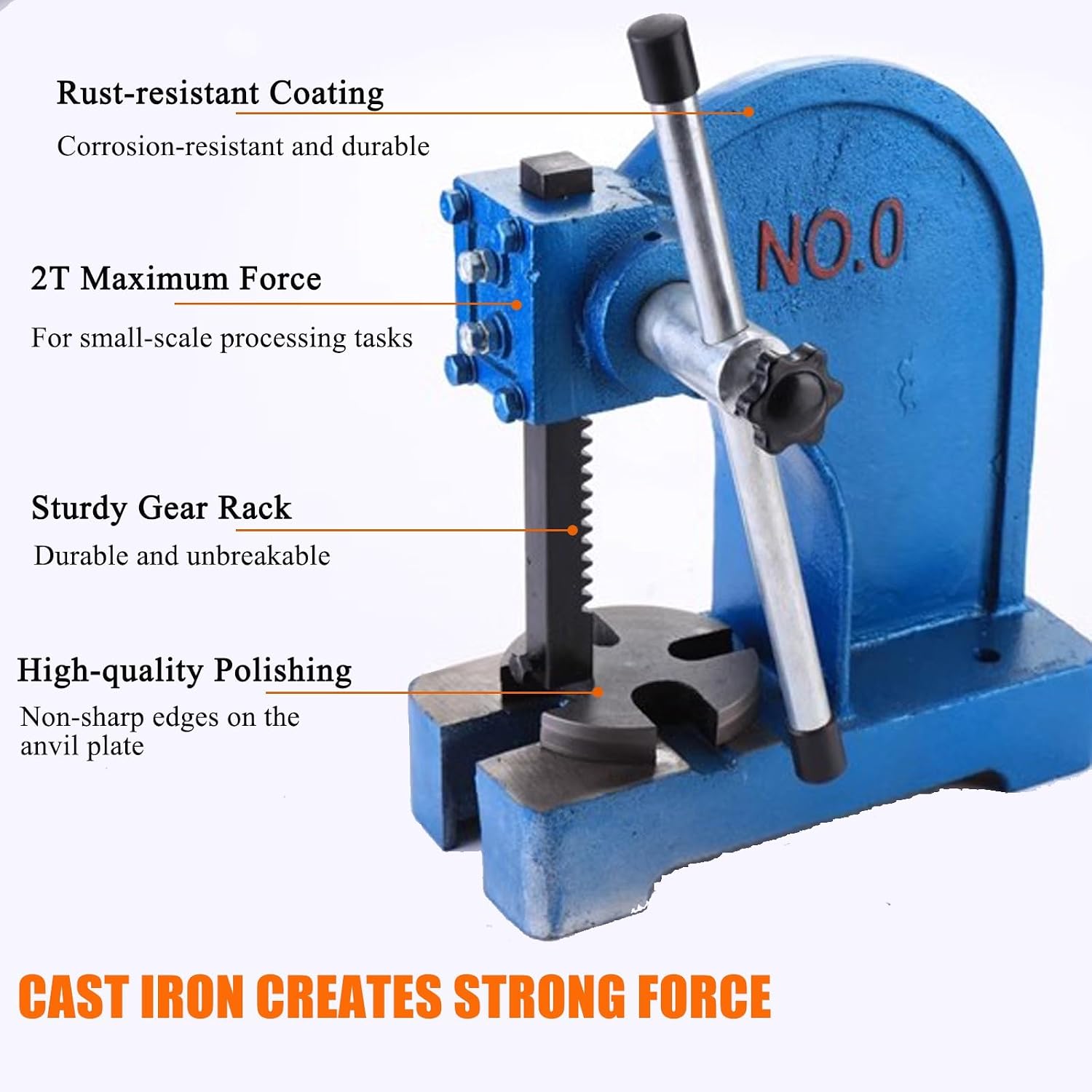 2T-3T Desktop Punch Press Machine Heavy Duty Manual Arbor Press Cast Iron Metal Arbor Press Tool for Stamping Bending Stretching Forming(2ton 8.5Inch Max. Working Height)