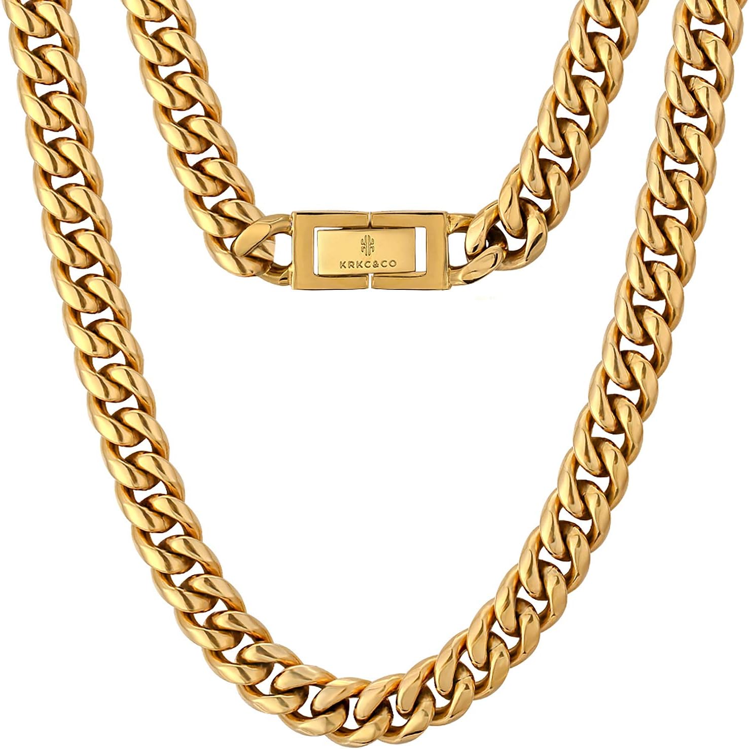 KRKC&CO美品 CZキューバンチェーンホワイトゴールドネックレス 18mm CZ