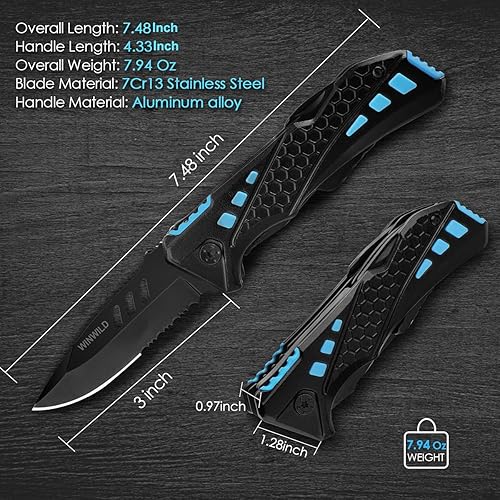 Miniatura 3 de WINWILD Cuchillo de bolsillo multiherramienta con alicates destornilladores abridor de botellas bloqueo de seguridad cuchillo de campamento para