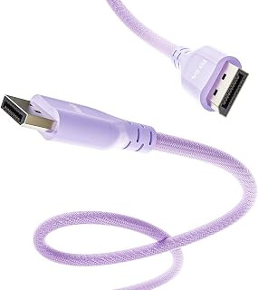 Pixio Purple 16K DisplayPort 2.1 Cable DP54 Certified 6FT 16k 60Hz 4K 240Hz Nylon Braided Nickel-Plated Connector Anti-Breakage DSC UHBR13.5