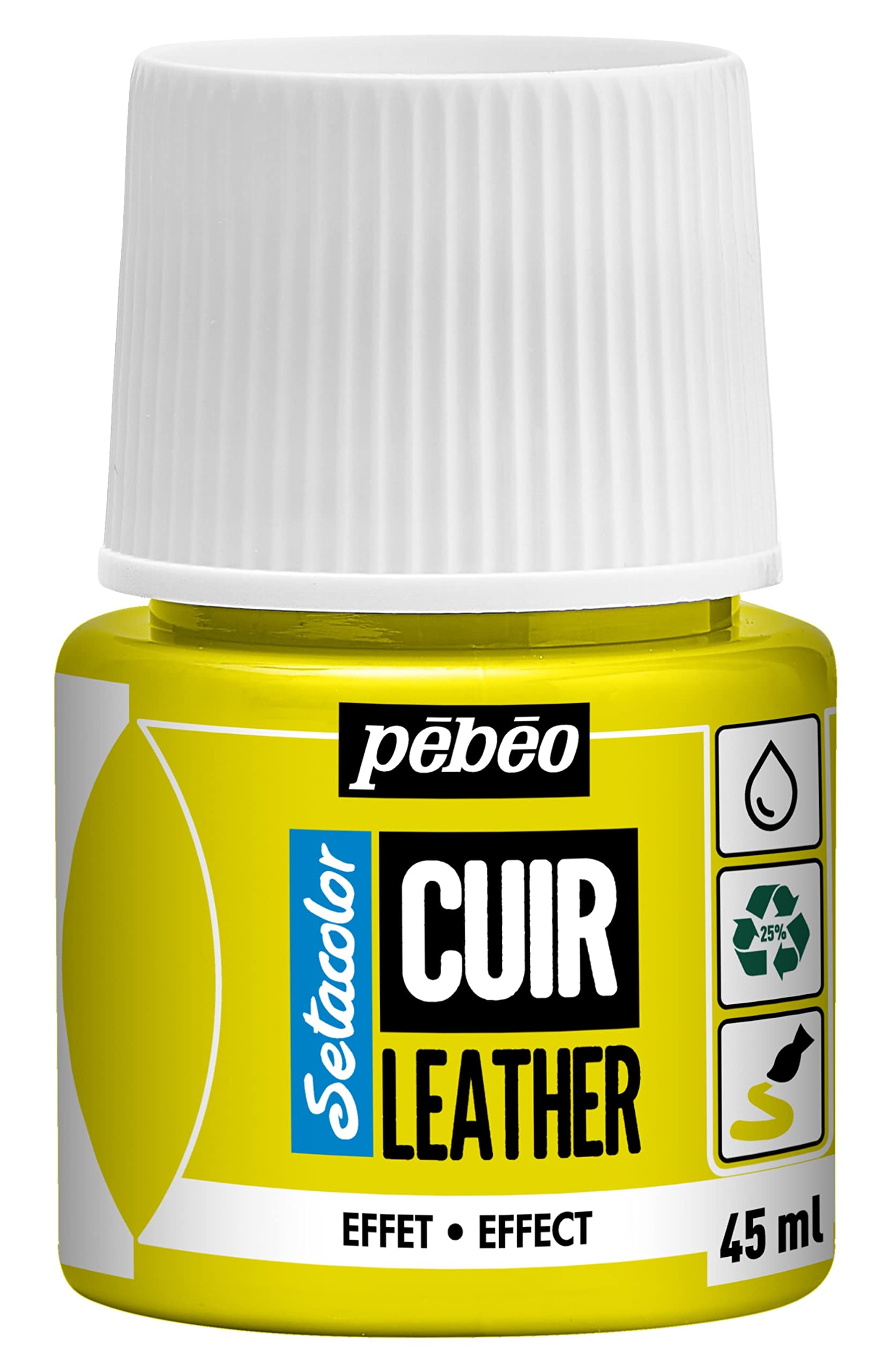 PEBEO - Setacolor Leather - Acrylic Paint for Leather and Leatherette - Customization Bag, Shoe, Sneaker - Scratch resistance, folds, rubbing - Fluorescent effect - Fluo Yellow - 45 ml