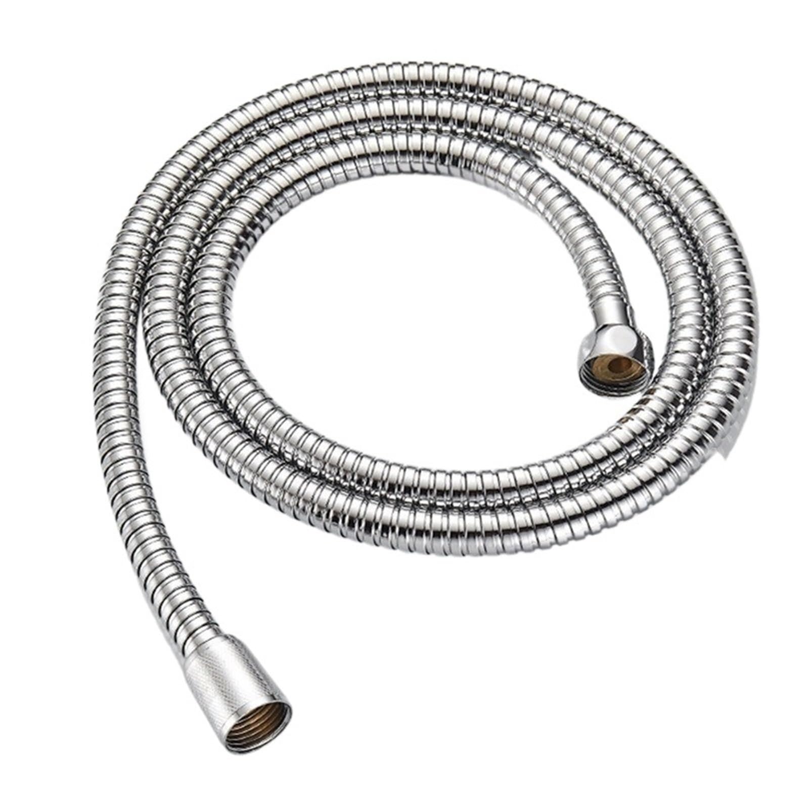 Lyxygmv Silver Shower Hose Stainless1.5m Black Flexible Long Bathroom Extension Plumbing Pulling Tube Bath Accessories For Bathroom Showers(Silver)