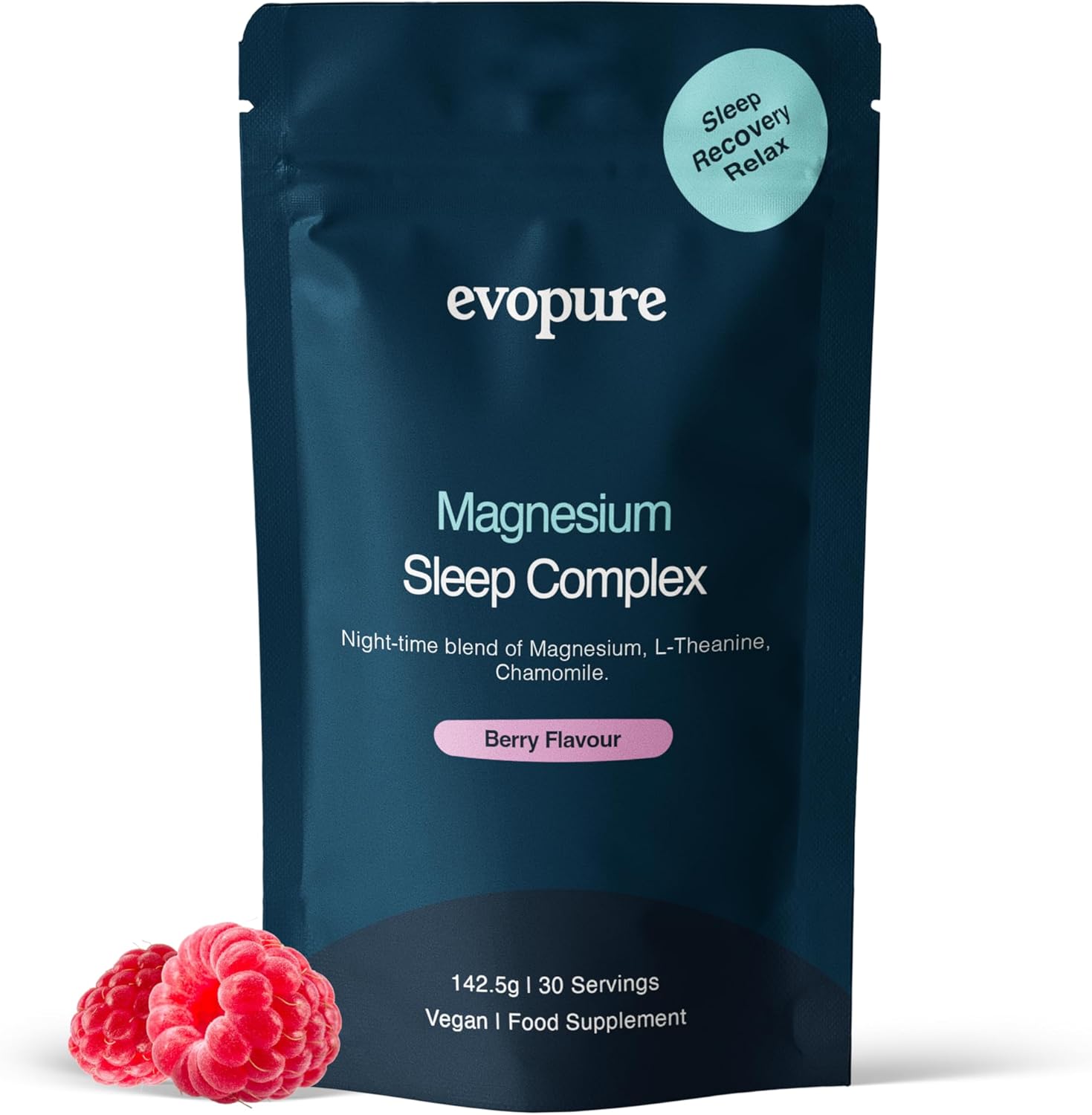 Magnesium Powder for Sleep – High Absorption Magnesium Citrate & Glycinate with L-Theanine, Chamomile & Passionflower – Natural Sleep Aid & Relaxation Supplement – 30 Servings – by Evopure
