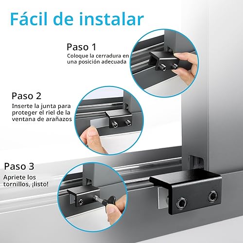 Miniatura 6 de ZRFCXE Cerraduras para ventana, paquete de 4 cerraduras de ventana corredizas con llave para puertas correderas verticales y horizontales, fáciles